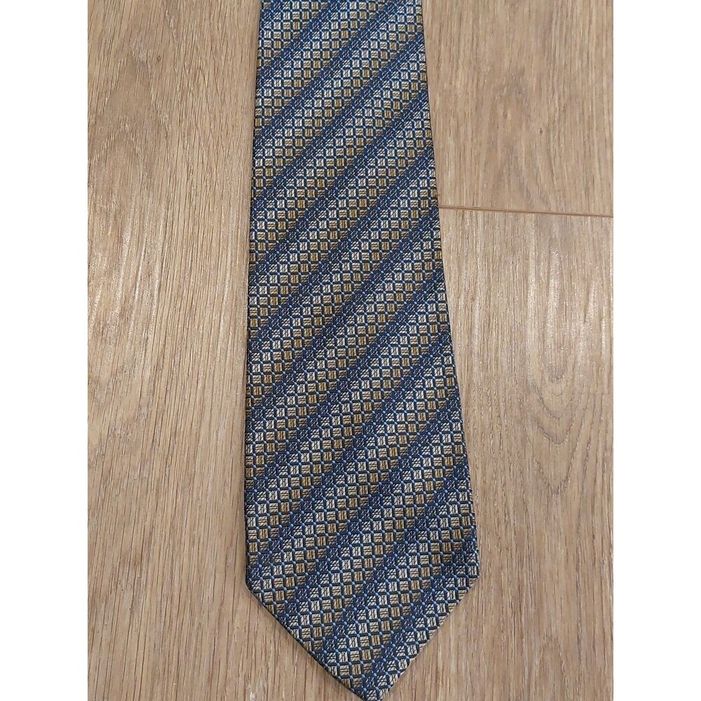 Jhane Barnes Blue Geometric Stripe Silk Mens Necktie Tie